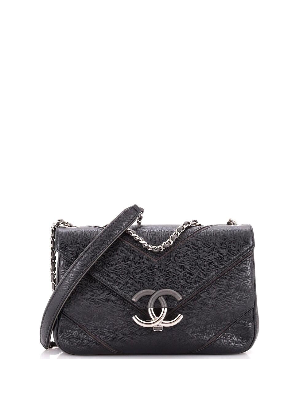 Chanel Macro Flap Bag Chevron Caviar #335628C32B